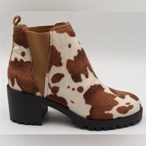 Mata Shoes Cow Print Ankle Booties